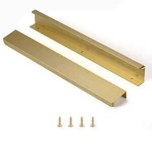 Brushed Brass Cabinet Pulls 6pk Modern 11.8in Hidden Edge Drawer Handles‎